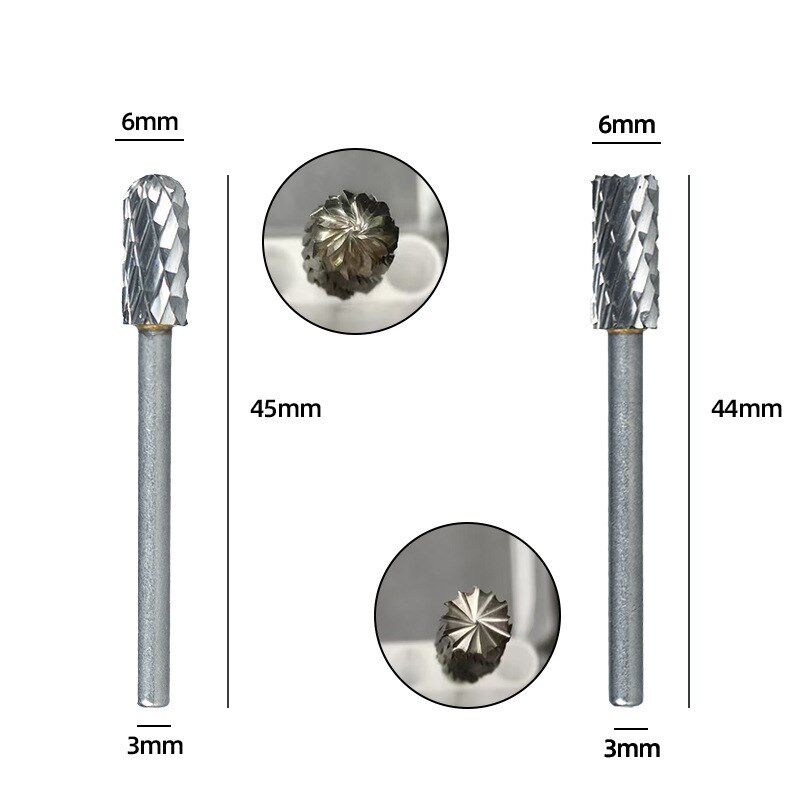 WM3-6mm旋转n锉根雕雕刻刀双纹磨头10pcs木雕打磨锉合金打磨头
