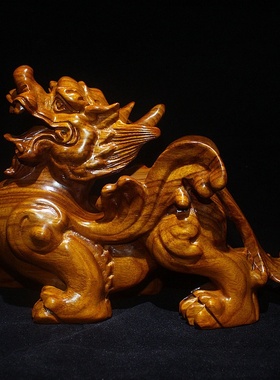 非洲草花梨貔貅木雕摆件 招财纳福貔貅 木质工艺品家居镇宅貔貅