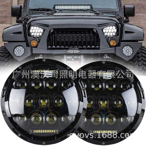 厂家现货牧马人7寸LED前大车灯75W汽摩货卡车改装13灯珠带螺孔装