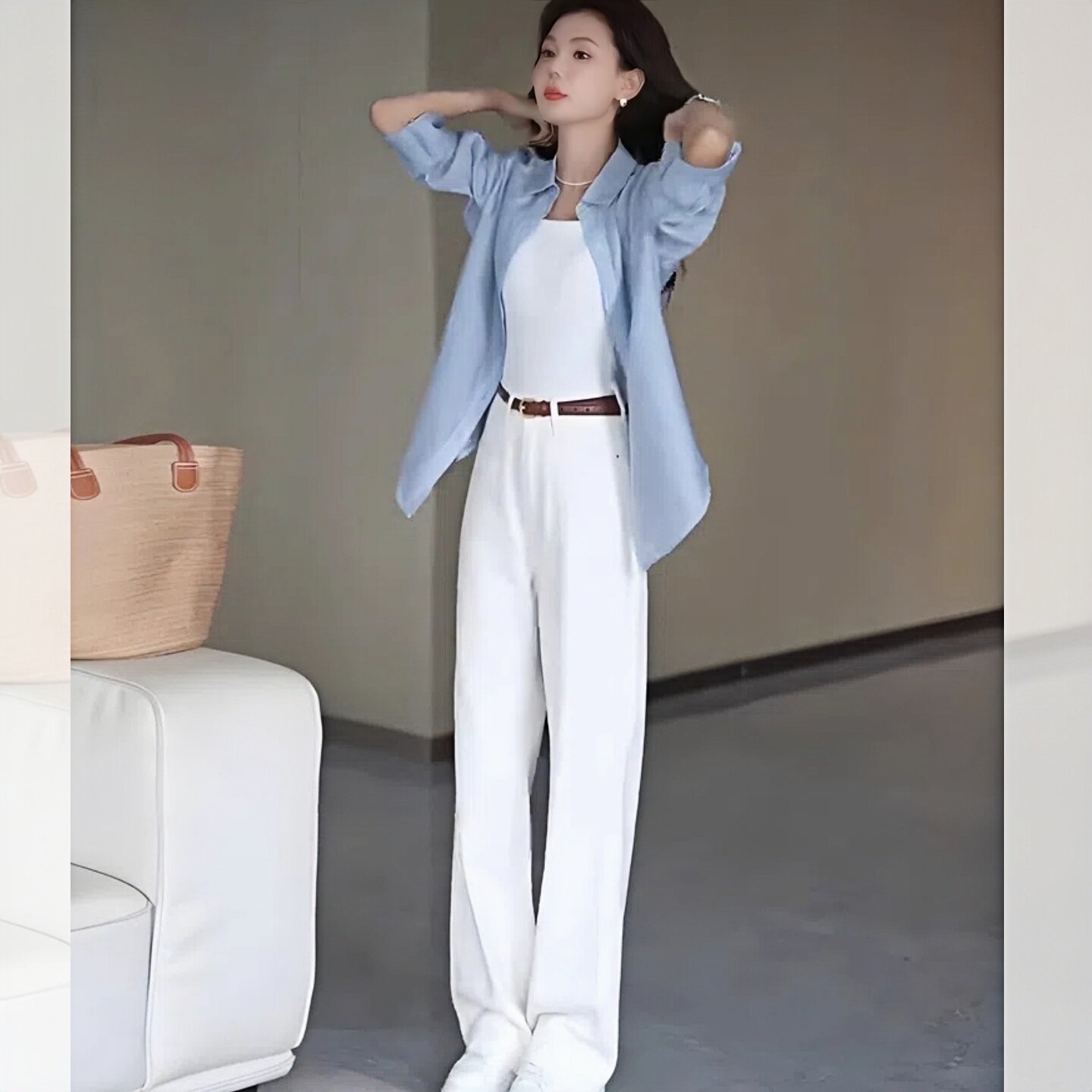 MONLOUVE2025年夏季新款时尚简约显瘦气质高级感穿搭一整套衬衫裤