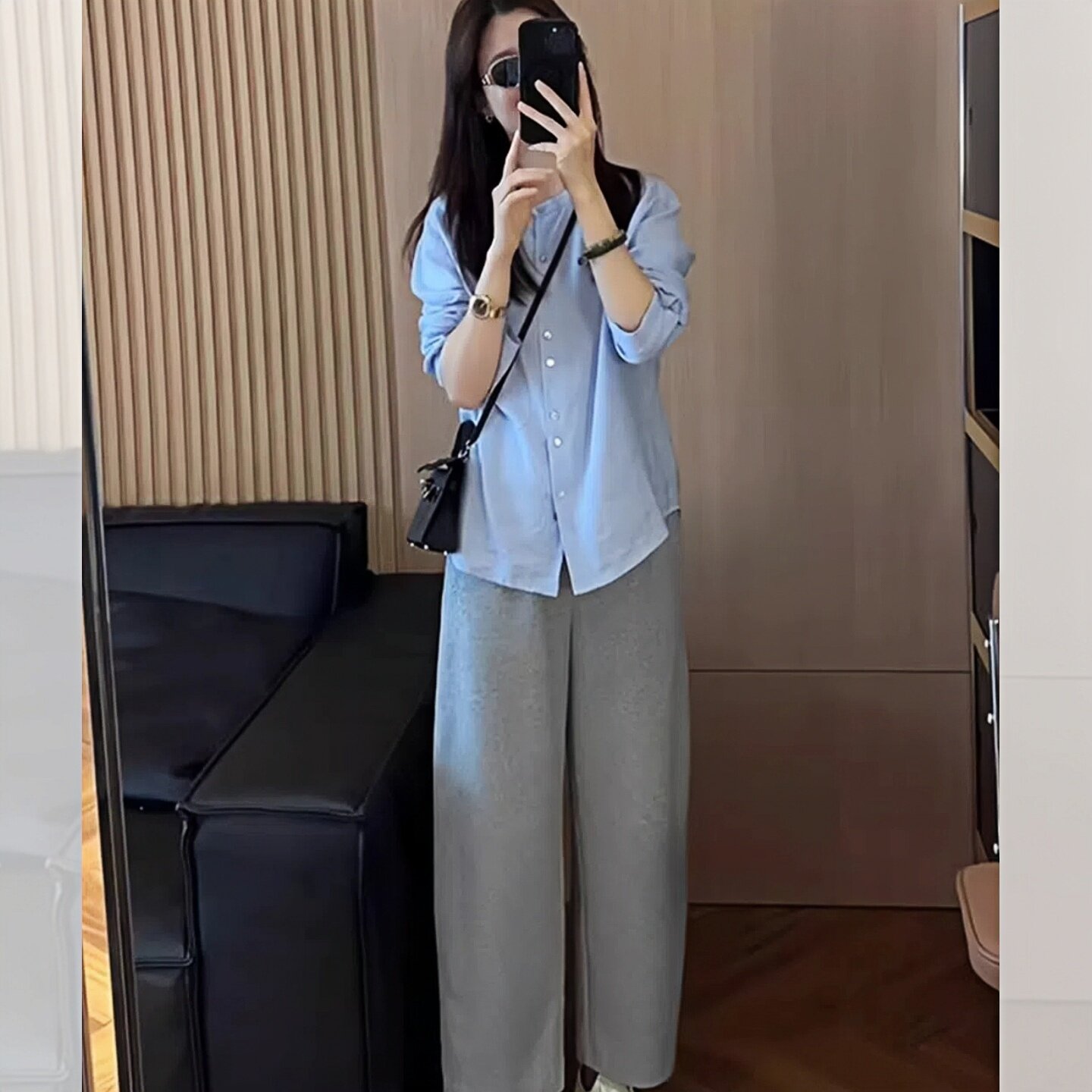 MONLOUVE2025年夏季新款时尚简约显瘦气质高级感穿搭一整套衬衫裤