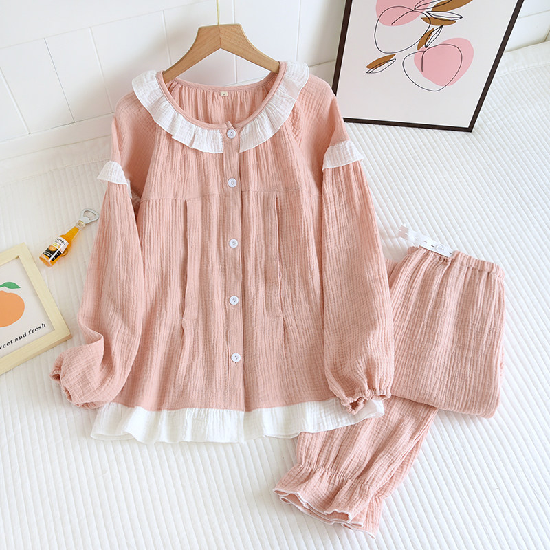 순면 감금옷봄 가을 여름 더블 가제 잠옷 수유옷사이드 오픈 수유복 베이비면가제 대형