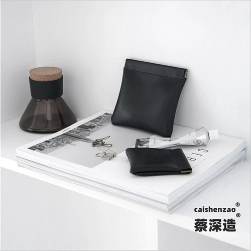 Портативный ретро -автоматический закрытие шрапнельной кожи крайняя плоть кожаная монета.