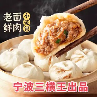 【宁波三横王出品老面鲜肉小笼包】煎包鲜肉灌汤包早餐包子面点