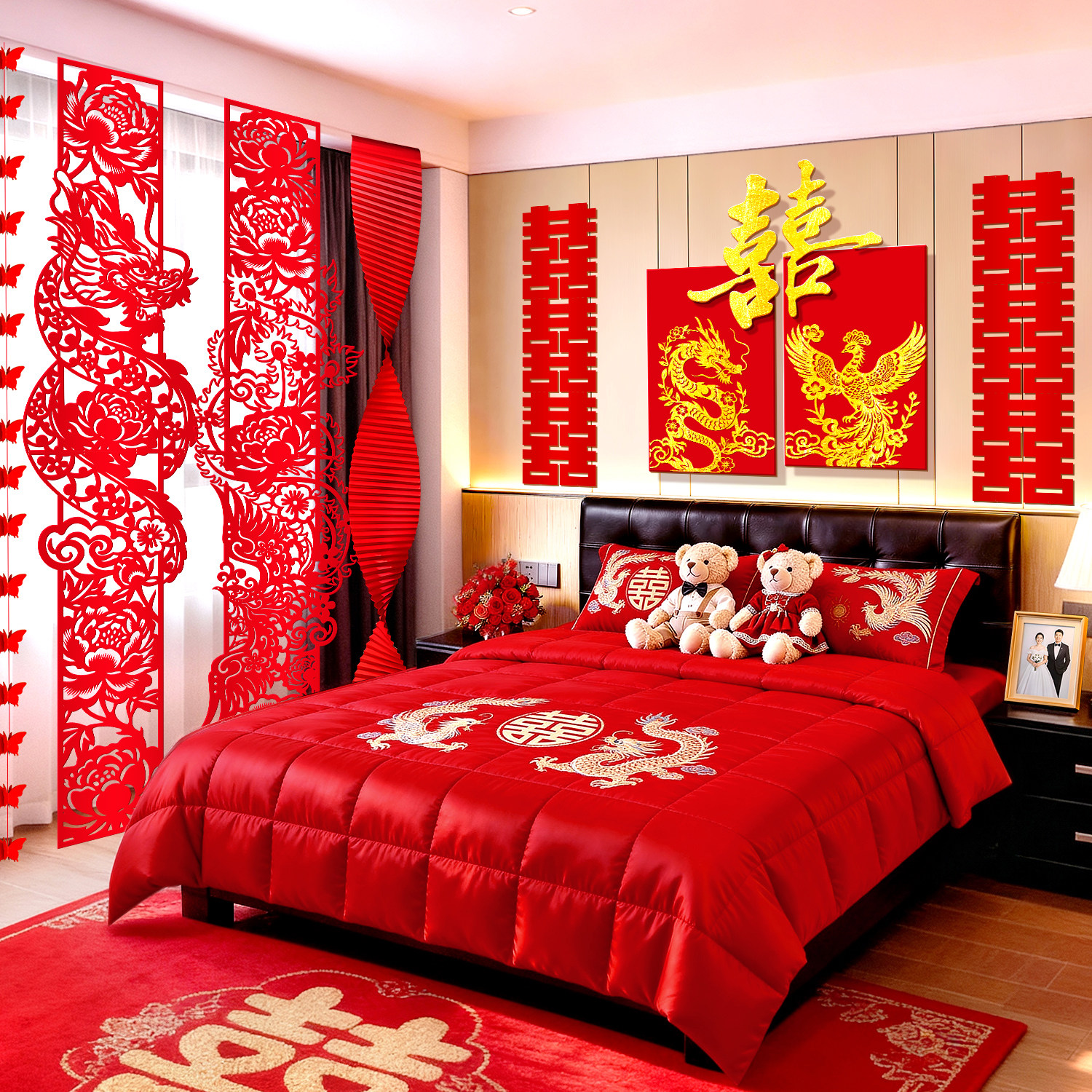 婚房氛围感布置套装男女方新房卧室床头龙凤KT板结婚礼装饰背景墙,节庆用品/礼品,装扮布置套餐,淘宝优惠券,粉丝福利购,淘宝优惠卷
