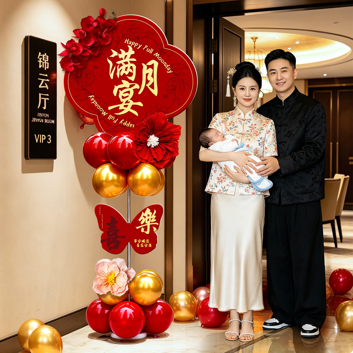 周岁生日气球立柱装饰儿童宝宝派对氛围场景布置抓周满月庆生套装图片