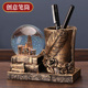 创意复古闪光铁塔雪花水晶球笔筒桌面收纳摆件学生儿童生日礼品