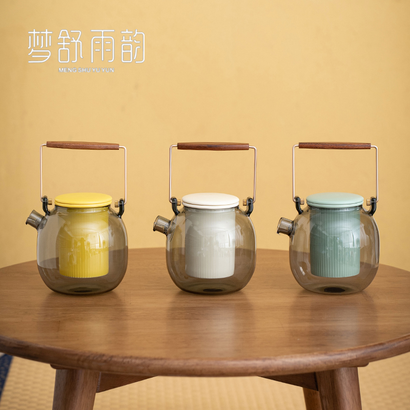 耐高温玻璃提梁壶煮茶壶家用电陶炉套装养生煮茶炉恒温底座礼盒装