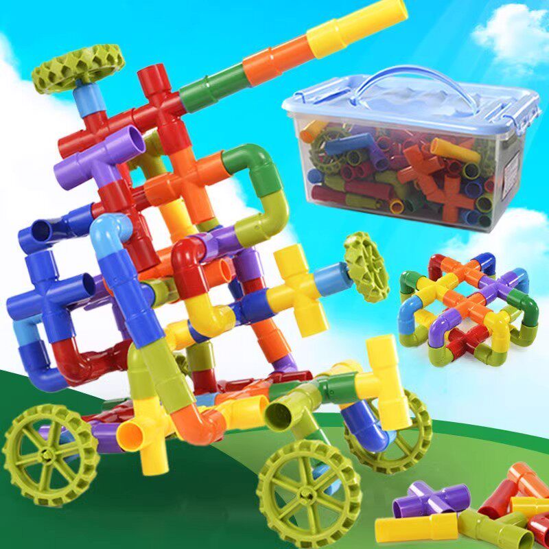 水管道积木拼插1宝宝拼接3一6岁2男孩4儿童益智力动脑拼装ABS玩具