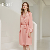 睡袍 女系带长款 芮想秋冬季 睡衣加绒玫瑰粉家居服长袖
