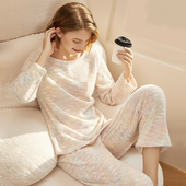 芮想春季 两件套睡衣 简约风圆领可外穿针织女家居服长袖