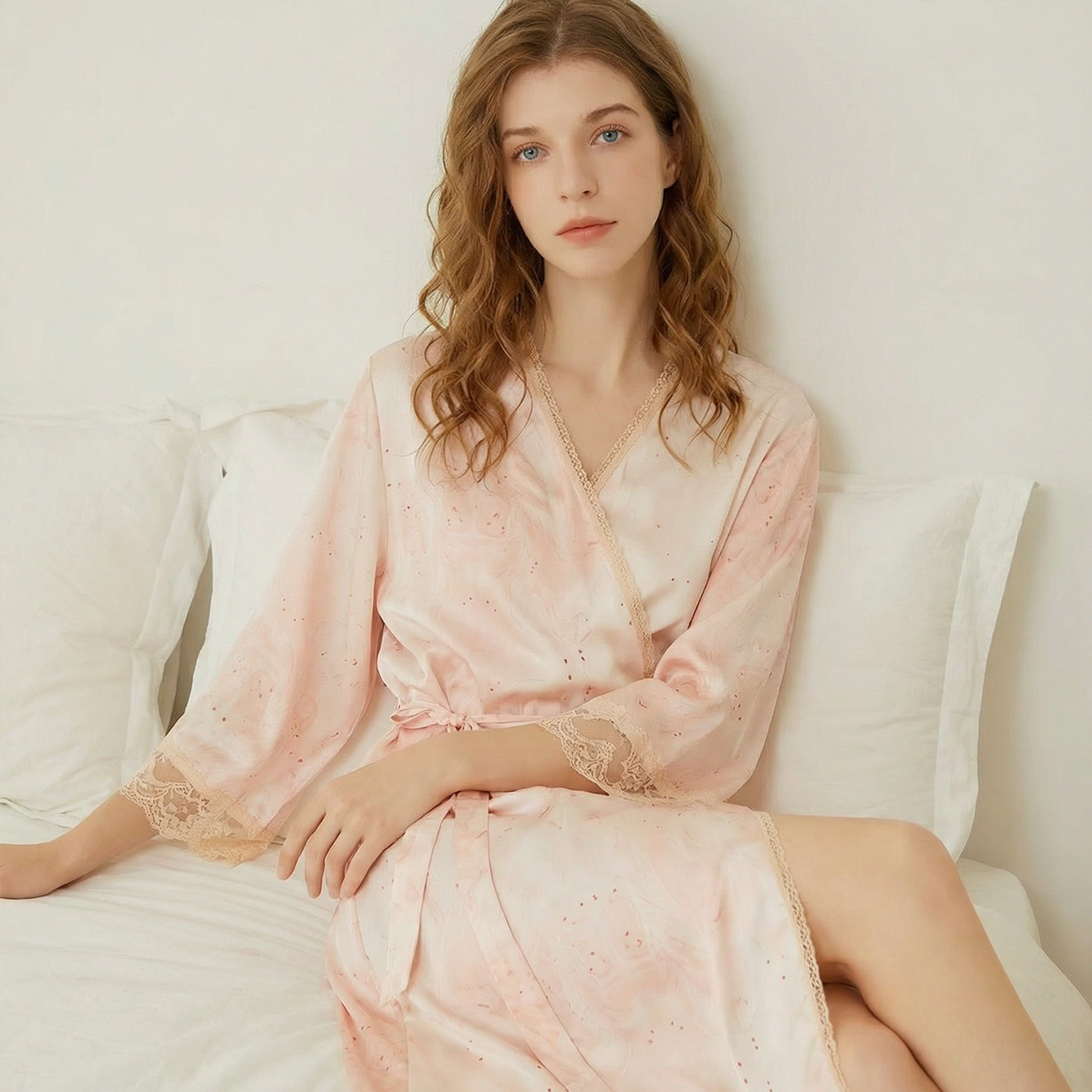 芮想春秋季浴袍樱花粉印花高级晨袍睡衣女睡袍,女士内衣/男士内衣/家居服,睡袍/浴袍,淘宝优惠券,粉丝福利购,淘宝优惠卷