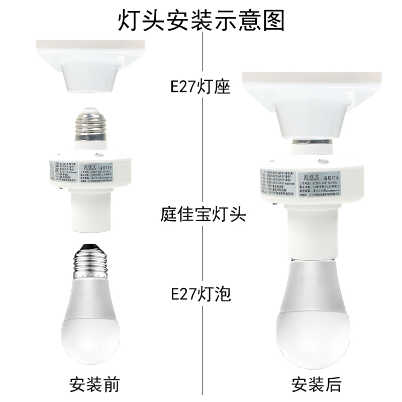 随意贴面板遥控灯头螺口灯座灯口智能无线灯具家用摇控开关免布线