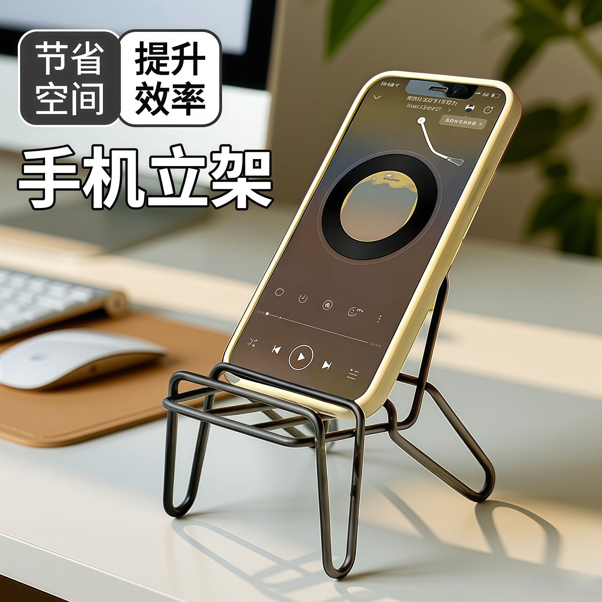 小椅子手机支架可爱创意桌面摆件金属铁艺懒人支架手机桌面支架