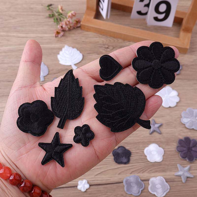 刺绣布贴衣服破洞缝补神器小号深灰色花朵补丁贴羽绒服自粘装饰贴