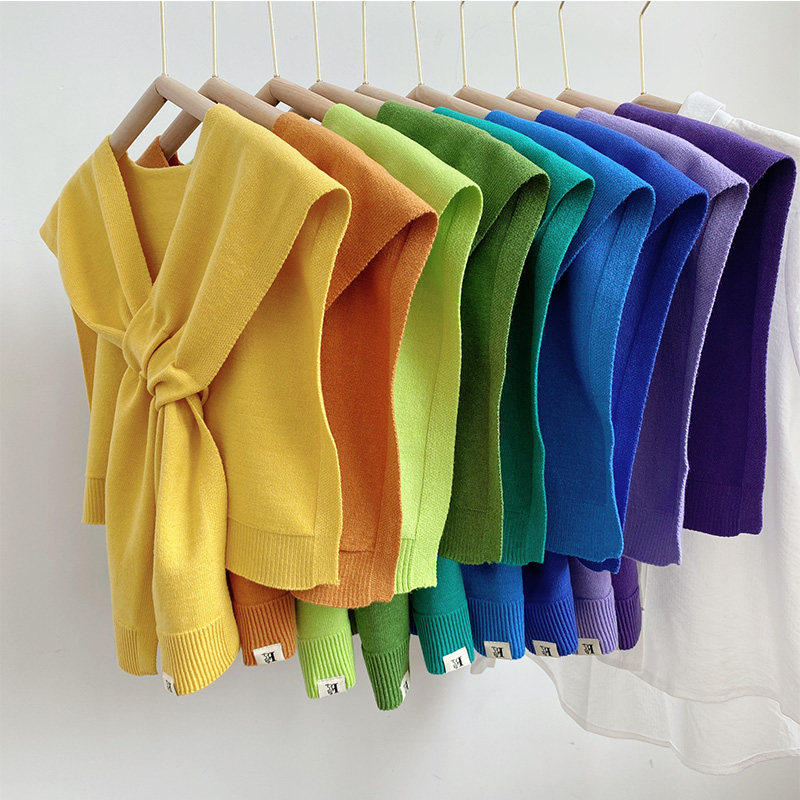 针织披肩春秋季女网红交叉斗篷小披肩外搭高端毛线围巾空调房假领