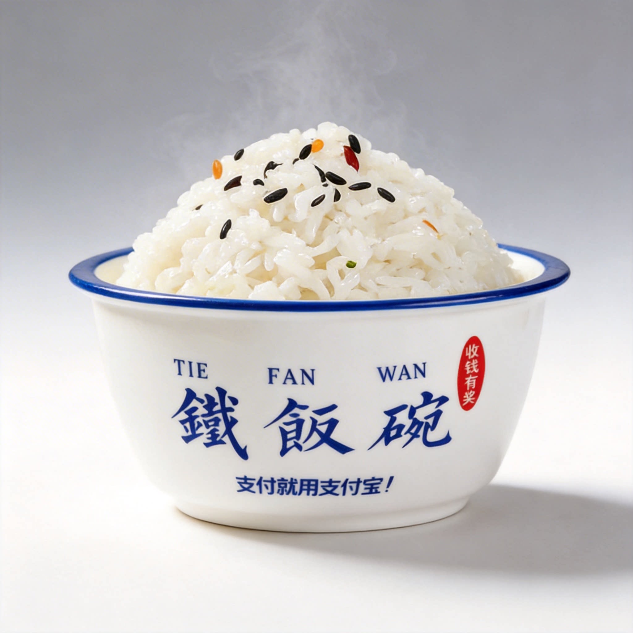 网红金铁饭碗陶瓷碗创意带字家用饭碗商用餐厅个性复古搪瓷风碗具