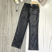 辣妹风又酷又显身材高腰宽松直筒长裤 美式 ～H家pu皮裤 女