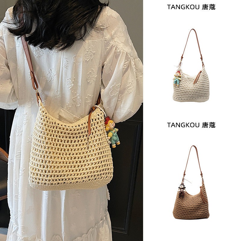 大容量棉线编织托特包女波西米亚度假草编包海边沙滩包斜挎通勤包,箱包皮具/热销女包/男包,通用款女包,淘宝优惠券,粉丝福利购,淘宝优惠卷