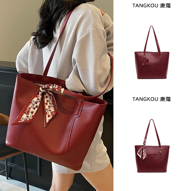 红色托特包包2026新款婚包女新娘包大容量装红包结婚用单肩手提包