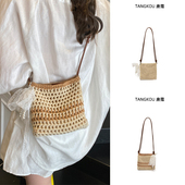 夏天编织包包女2025新款 海边度假草编包轻便斜挎包洋气百搭手机包