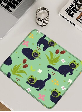 黑色可爱魔法猫咪鼠标垫小号迷你便携垫 Cute black cat mousepad