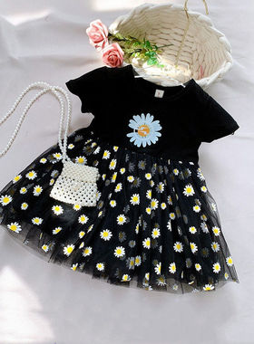 女童连衣裙夏装2023新款韩版小女孩洋气公主裙女宝宝小雏菊蓬蓬裙