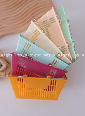 ins韩国简约迷你塑料收纳购物篮子桌面化妆品杂物收纳盒摆拍道具