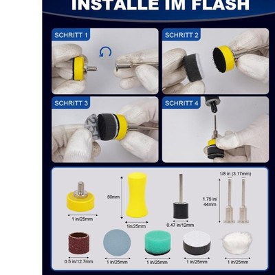 268件1d英寸干湿砂磨盘用于Dremel砂钻头钩环砂纸60-10000粒度旋