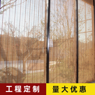 窗帘遮阳帘禅意隔断背景墙面装 免打孔竹帘卷帘中式 饰户外室外防晒