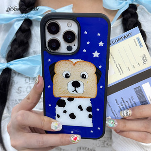 适用美式 复古星星斑点狗可爱趣味iPhone1516promax苹果亚克力软手机壳1314pro15