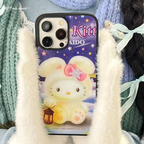 适用冬季兔复古星星 helloKitty可爱iPhone15promax13苹果手机壳