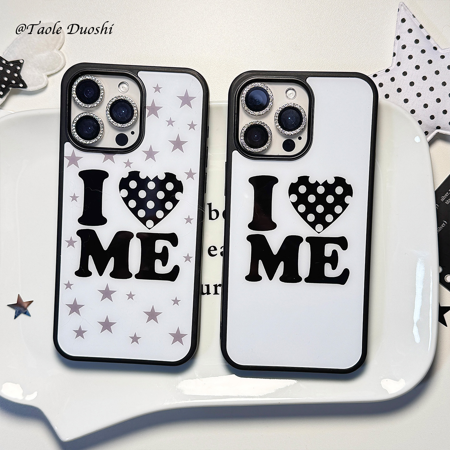 星星黑白波点爱心ins简约手机壳