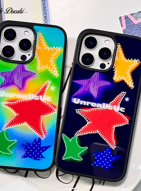 适用亚辣妹渐变创意星星高级复古ins13iPh高级one1516promax苹果亚克力软手机壳