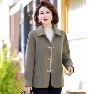 中老年女春秋装外套洋气高贵双面尼上衣中年妈妈秋装新款毛呢套装