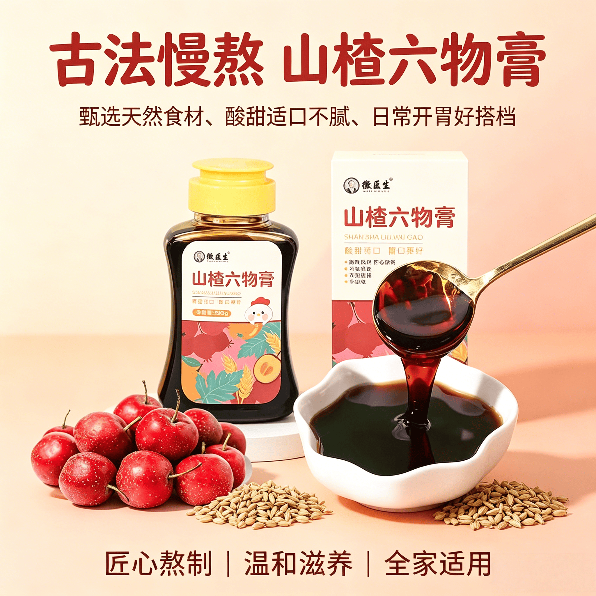 山楂六物膏儿童款鸡内金宝宝成人孩子积食爱挑食手工熬制膏滋正品