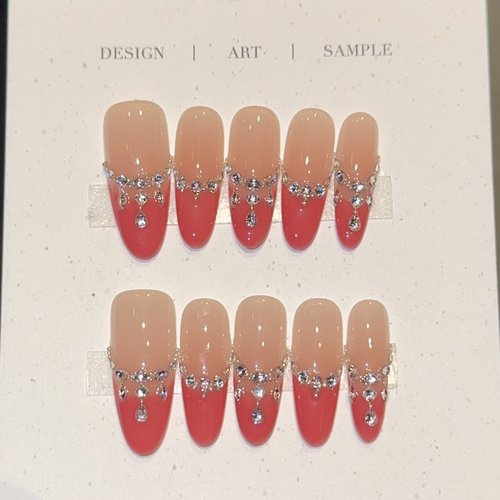 千繁【美美桑】锆石钻法式纯手工穿戴甲ins风秋冬美甲贴片假指甲