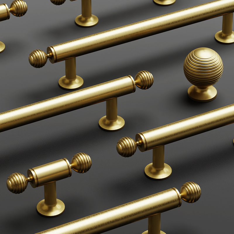 进口实心黄铜法式柜门拉手