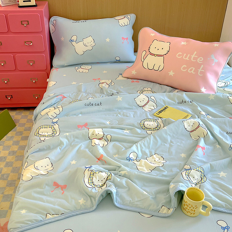 卡通冰丝凉席夏凉被四件套2025夏季空调凉感被子学生宿舍单人软席
