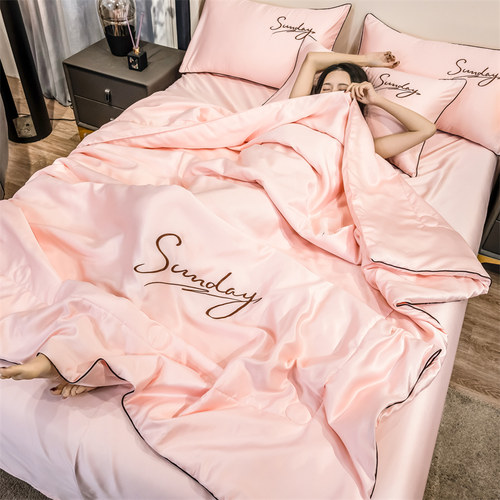 轻奢高端夏季凉感丝滑空调被夏天学生可水洗冰丝夏被夏凉被四件套