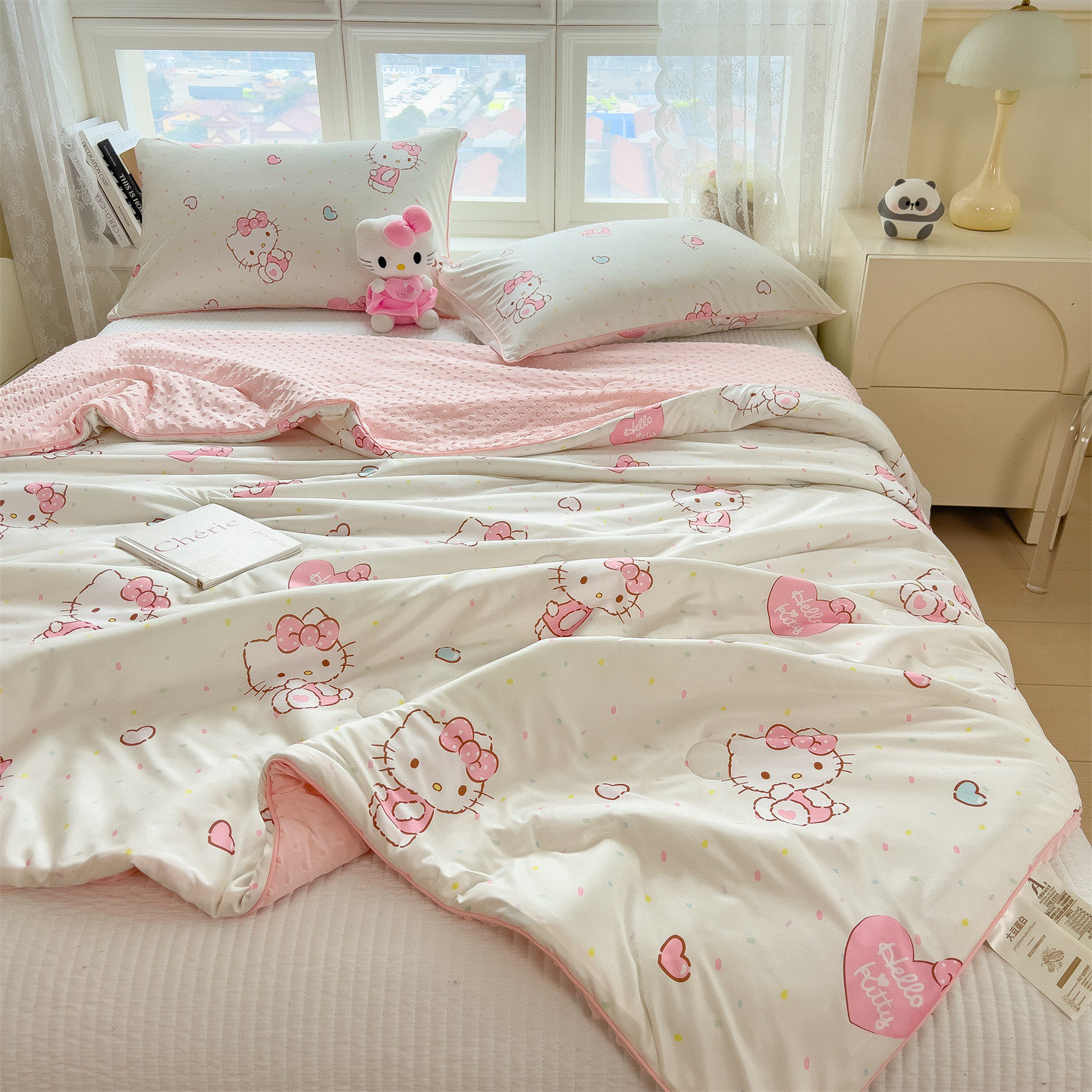 卡通乳胶凉席夏被四件套夏季儿童宿舍凉感冰丝夏凉被空调被三件套