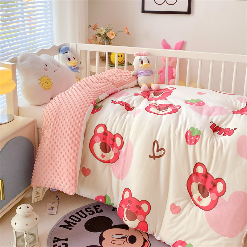 秋冬季针织棉豆豆绒被子幼儿园