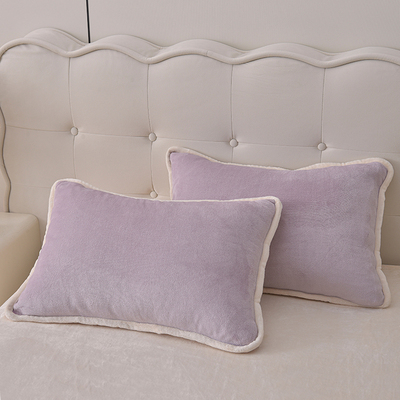 冬季牛奶绒枕套一对装