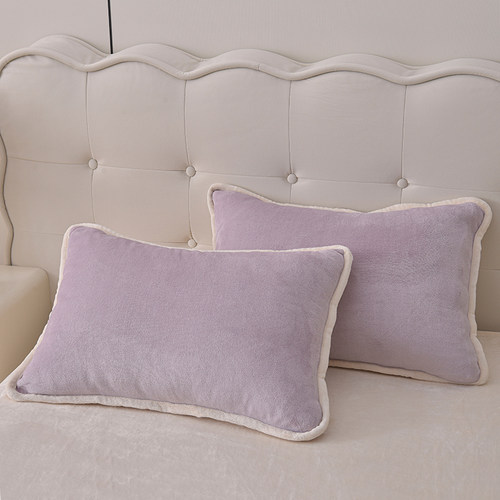 冬季牛奶绒枕套一对装