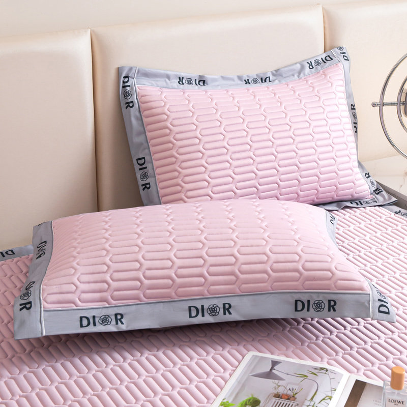 简约轻奢乳胶枕套夏天凉感冰丝枕罩成人枕芯套48x74cm一对装家用