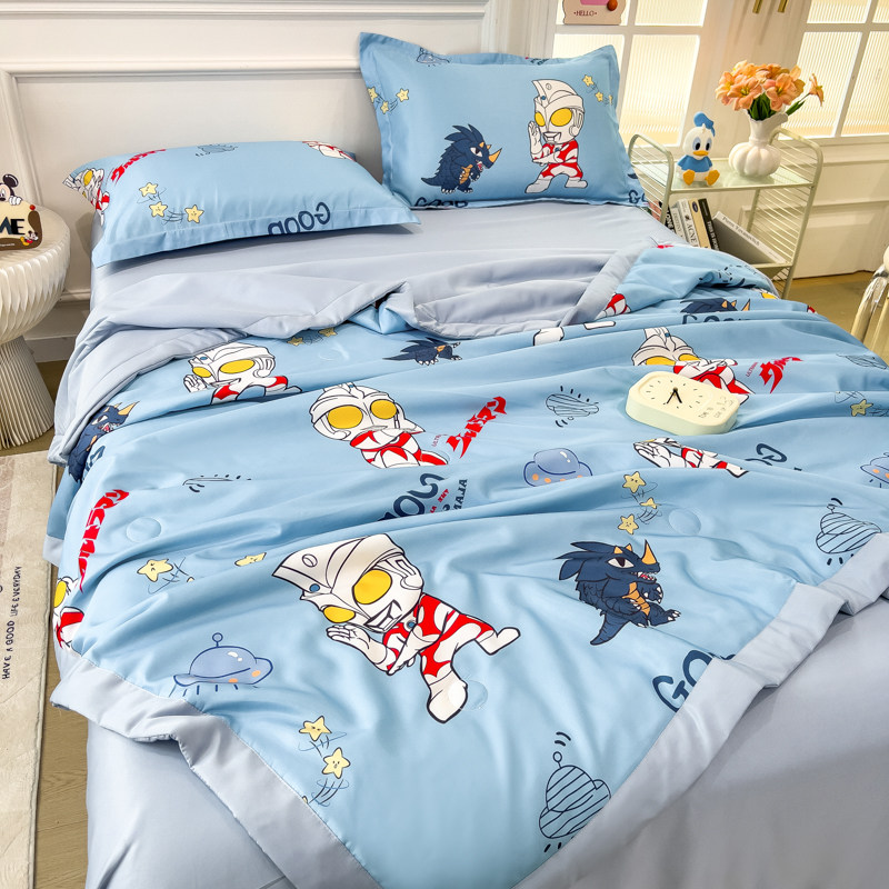 正版授权卡通奥特曼凉感冰丝夏凉被四件套学生单双人夏季空调被