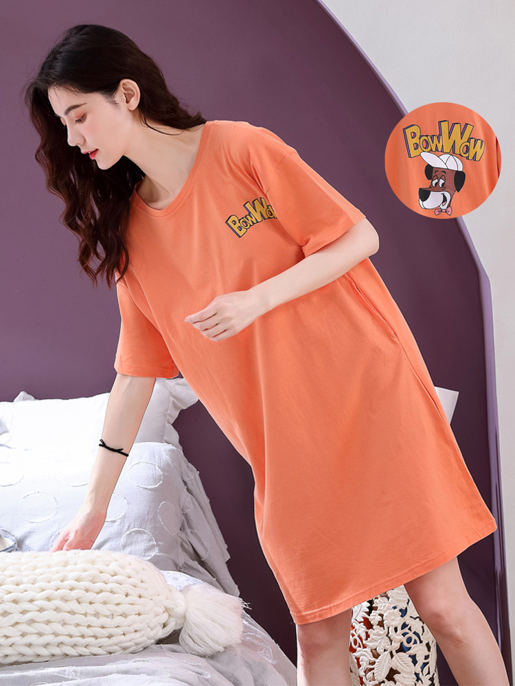 睡裙女夏季2020年新款可外穿纯棉裙子睡衣女薄款短袖宽松孕妇夏裙