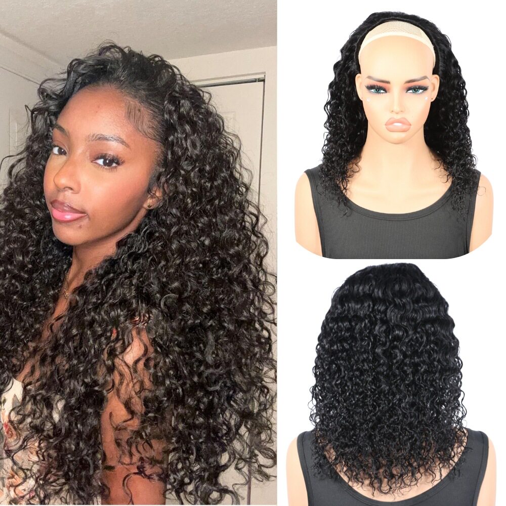 跨境欧美假发真人发Half Wig 3 in 1 Human Hair Water Wave Wigs