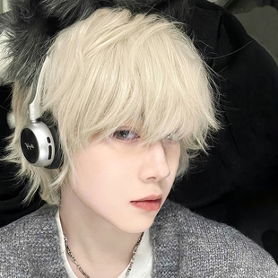 程铭假发男白金色短发正太基佬男生日常哑光万韩版帅气全头套式