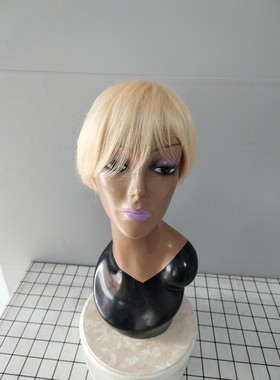 真发头套金黄色女短直发blond pixie wig human hair for women